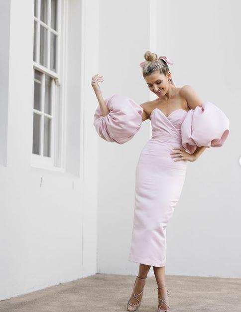 Kate Waterhouse embodied big sleeve energy like no other on Tuesday, wearing this heavenly pink Constantina Danis design for the big day.