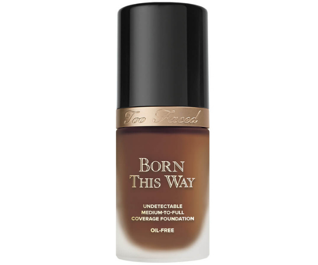 **Too Faced** <br><br>
With a coconut water base and a hyaluronic acid, Too Faced's Born This Way is an ultra-hydrating foundation with feel luxuriously light weight on the skin but still give great coverage. Plus, it comes in 35 different shade options from 'Swan' to 'Cocoa'.  
<br><br>
Too Faced Born This Way Foundation , $64, shop it at [Mecca](https://www.mecca.com.au/too-faced/born-this-way-foundation-cocoa/I-028315.html|target="_blank") in store or online. 
