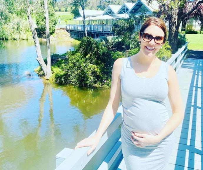 As she rung in her 38th birthday in November, Tracey opted for a simple grey jersey dress which perfectly showcased her growing bump.