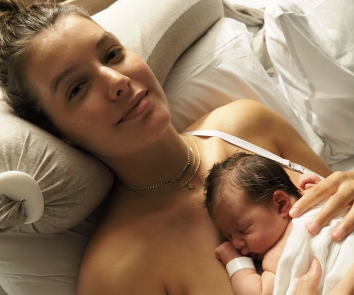 Isabella gave birth to baby Svea just last month.