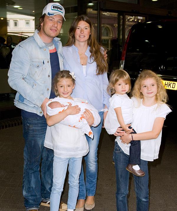 Jools Oliver welcomed her children at London's Portland Hospital.