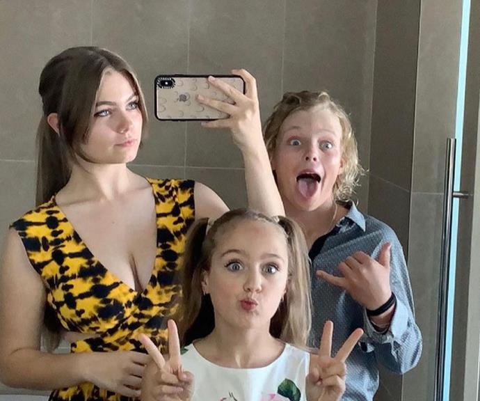 The Hewitt trio: Eldest Mia pictured with younger siblings Ava and Cruz. Fans couldn't get over how grown up they were and how much they looked like their famous parents.