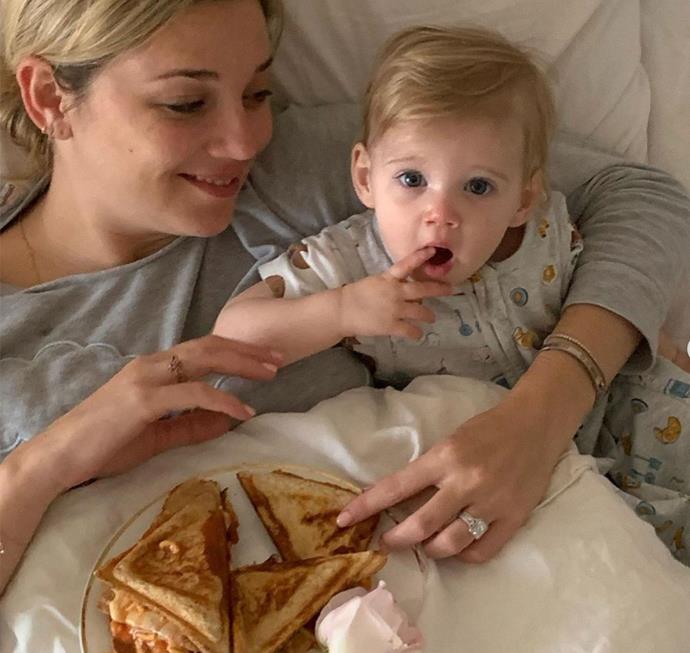 "Happy Mother's Day to all the spaghetti and cheese toasty eating mums out there. Nothing would be .. without you," [Karl Stefanovic](https://www.nowtolove.com.au/tags/karl-stefanovic|target="_blank") lovingly penned alongside this sweet snap of Jasmine tucking into her breakfast in bed with one-year-old Harper by her side. 