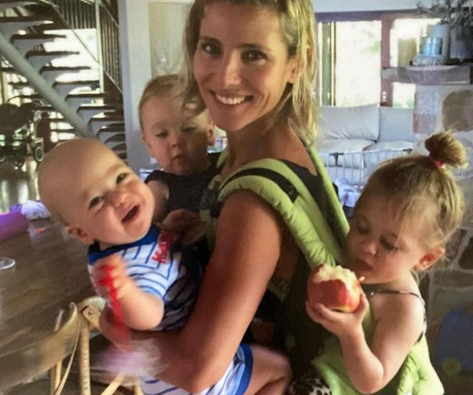 "Happy Mother's Day to all the brilliant, hardworking, kid carrying, bar raising, husband-putting-up-with-ing women out there!! We salute you 👏💗🙏 @elsapatakyconfidential," Chris Hemsworth penned next to this never-before-seen photo of wife Elsa Pataky with their twin sons, Tristan and Sasha, and daughter India.