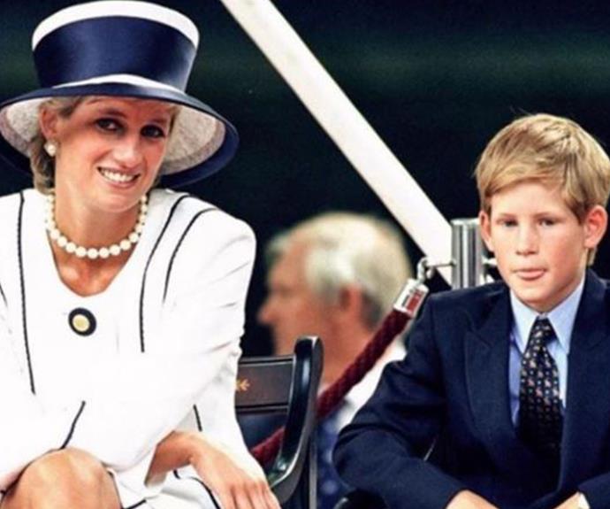 Princess Diana with a young Prince Harry.