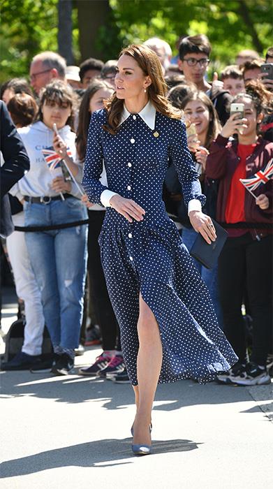 Look familiar? Kate's stunning navy polka dot style is next to none.