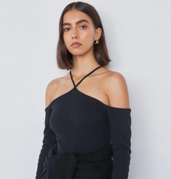 This cool-girl item, $140 can be [purchased online here.](https://viktoriaandwoods.com.au/products/impulse-top-black|target="_blank") 