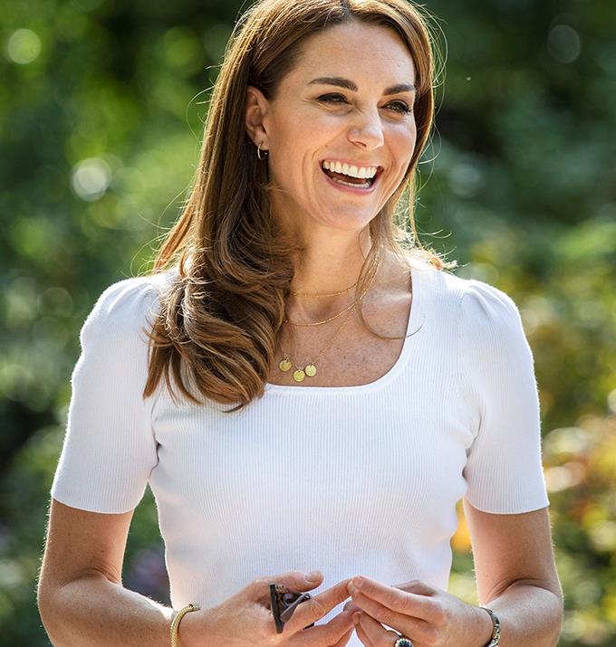 Kate wearing the beautiful necklace honouring her children at London Park last year.
