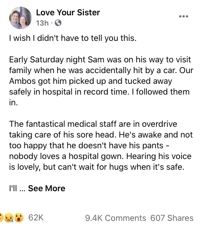 Hilde shared an update about Sam's condition, which was immediately inundated with comments of love and support.