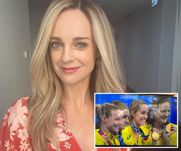 **Penny McNamee**
<br><br>
The *Home And Away* star was cheering along with the rest of the country when our Olympic swimmers brought home a bunch of gold medals. "GOLD and a WR!!! 🏅🏅🏅🏅 Congratulations to these Aussie legends!" she captioned a snap of her TV as the likes of Cate Campbell and Emma McKeon held up their medals.