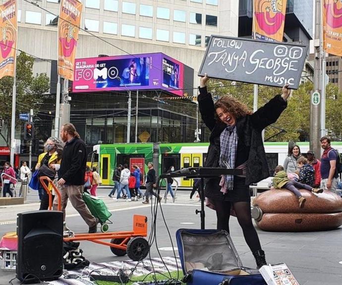 Tanya out busking in Melbourne.