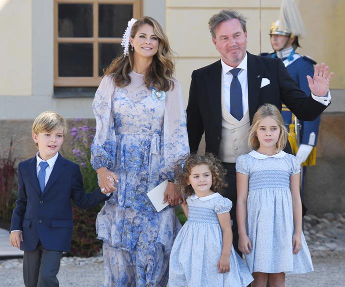 Prince Carl's younger sister Princess Madeleine was joined by her husband Christopher O'Neill and their children Princess Leonore, seven, Princess Adrienne, three, and Prince Nicolas, six, for the event.
