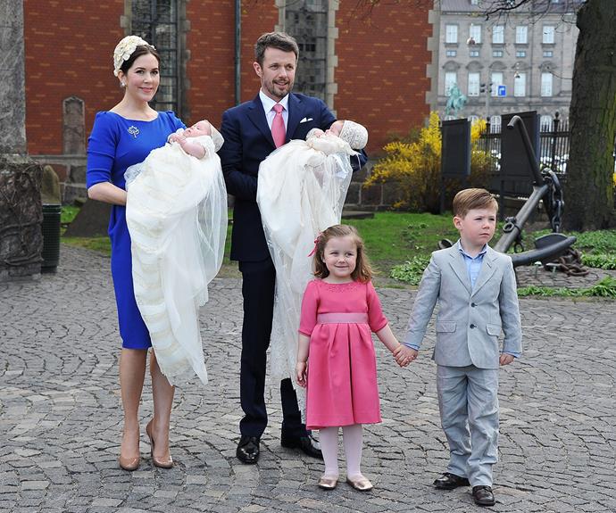 The twins' elder siblings Christian and Isabella stole the show at their christening in 2011.