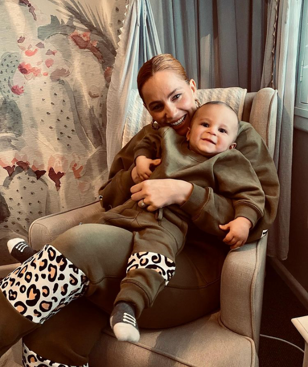 "You don't look a thing like me…. So now you do!" Jules wrote in a cheeky Instagram post, showing off her new khaki and leopard print tracksuits with Ollie. 
<br><br>
That's one way to make sure he's matching with mum!