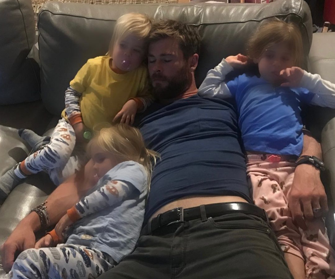 Meanwhile, Chris was the star of his own Father's Day tribute, with his wife, Elsa Pataky, sharing a cute [photo of their family](https://www.nowtolove.com.au/parenting/family/chris-hemsworth-and-elsa-pataky-family-photos-44725|target="_blank"). 
<br><br>
"Happy Father's Day to this amazing dad, he can't keep up with the kids but he tries," she wrote.