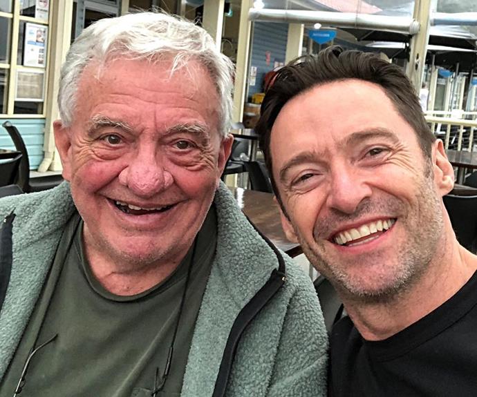 Hugh Jackman with his dad in 2018.