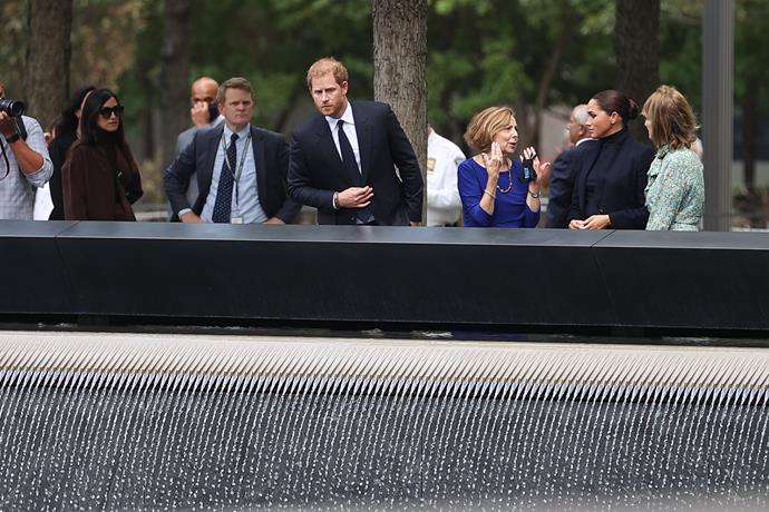 Harry and Meghan toured the memorial pools on the site of the former World Trade Centre.