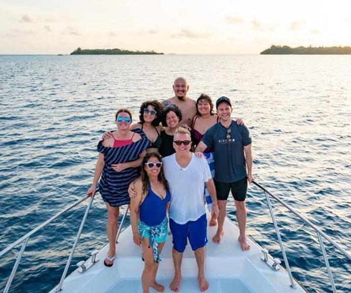 The Barnes family on a yacht in the Maldives for a family holiday.