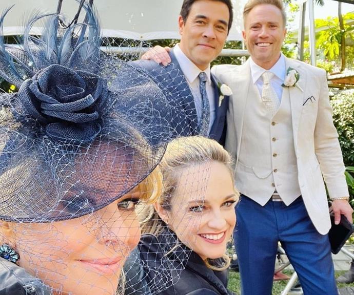Emily Symons shared a few pictures from the day on her Instagram. She included a group snap of her castmates in their wedding garbs. 
<br><br>
She captioned the post, "Our boys @__jamesstewart__ @ditchdaveyofficial looking 💯 in their suits! More wedding to come on Monday night 7pm @channel7 💕💗💙💒."