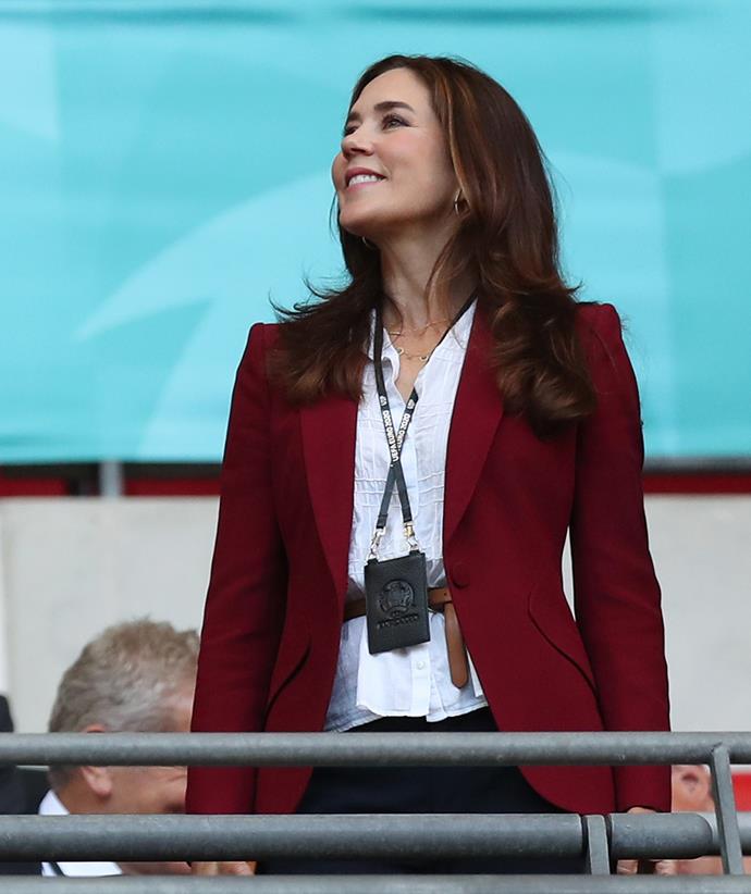 Mary wore the blazer to a football game in July.