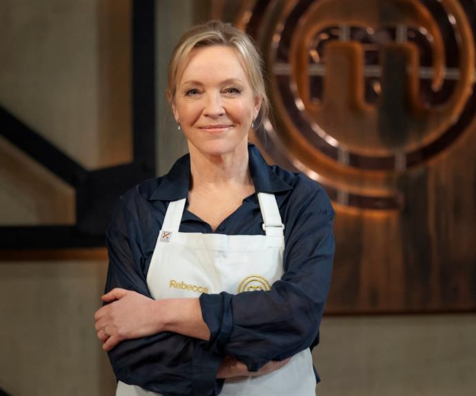 **Rebecca Gibney: 'My son made me do it'**
<br><br>
We're used to seeing her on our TV screens, but Rebecca admits starring on *MasterChef Australia* was unlike any other experience. 
<br><br>
In fact, the *Back To The Rafters* star, 56, says stepping into the *MasterChef* kitchen for the first time was "one of the most challenging, emotionally intense rollercoaster experiences of my life".
<br><br>
"I laughed, I cried, I may have sworn – sorry mum – and made friends for life," she wrote on social media, adding it was her son Zac who encouraged her to give it a go. 
<br><br>
Taking to Instagram to show his support for his mum, 17-year-old Zac wrote, "GO MUM!"