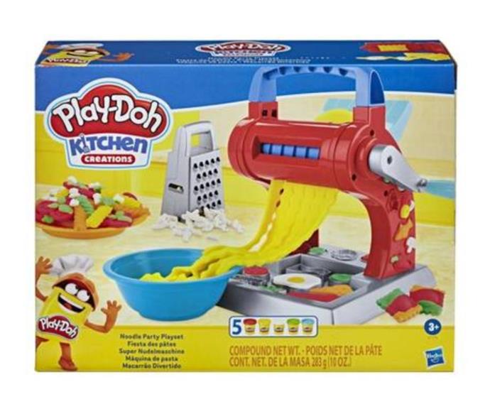 Play-Doh Kitchen Creation Noodle Makin Mania Play Food Set, $19.00, [Kmart.](https://www.kmart.com.au/product/play-doh-kitchen-creations-noodle-makin-mania-play-food-set/1932901|target="_blank") 