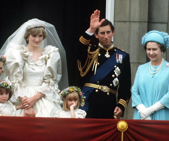 On her son's wedding day to Lady Diana Spencer, the Queen joined the newlyweds on the Buckingham Palace balcony.