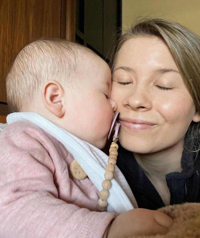 Could this mother-daughter duo be any sweeter? Bindi posted this snap of Grace planting a tiny kiss on her cheek with the caption: "My beautiful angel, I cherish being your mama."