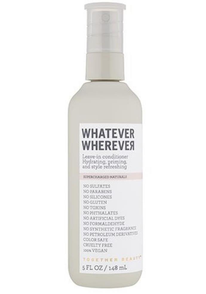 Together Beauty Whatever Wherever Leave-In-Conditioner, $43.00, [Adore Beauty.](https://go.skimresources.com?id=105419X1569321&xs=1&url=https%3A%2F%2Fwww.adorebeauty.com.au%2Ftogether-beauty%2Ftogether-beauty-whatever-wherever-leave-in-conditioner.html|target="_blank") 