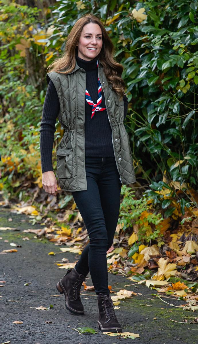 Duchess Catherine, who is joint President of the Scouts Association, pulled off casual glam easily.