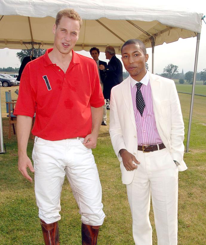 A cool combination: Prince William stands with entertainer Pharell Williams at the Polo in 2006.
