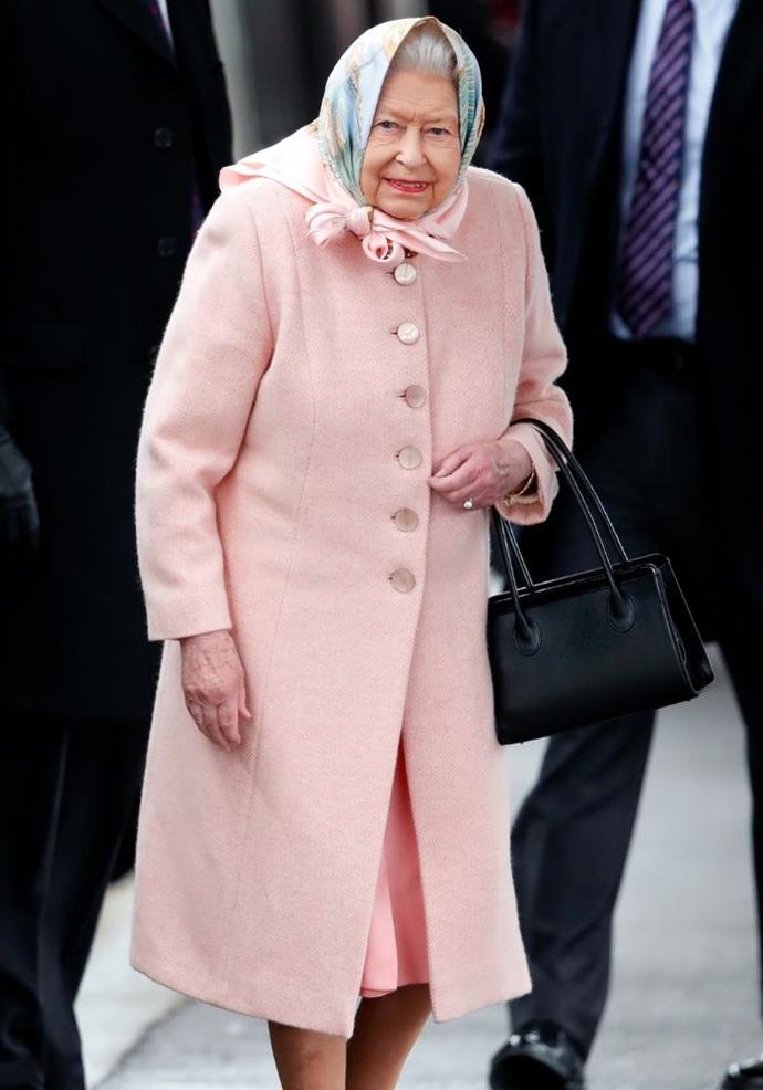 [Queen Elizabeth](https://www.nowtolove.com.au/lifestyle/books/the-queens-australian-fashion-highlights-18214|target="_blank") won over a few Gen Z fans with her headscarf styled with her pink coat.