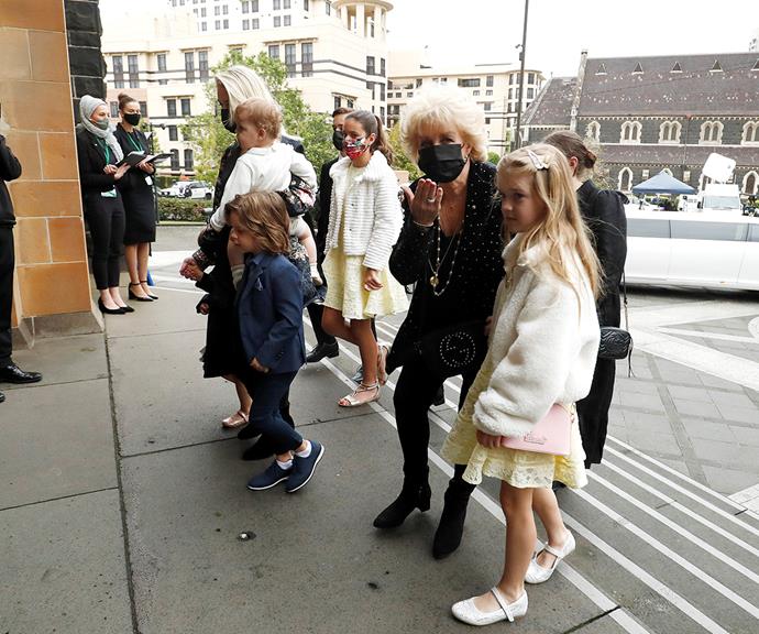 Patti Newton and her granddaughter were pictured arriving at Bert's funeral at about 9am this morning. Patti appeared to blow the camera a kiss as she headed into the cathedral.