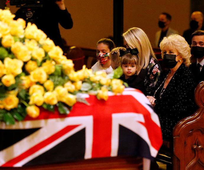 Matthew's sister Lauren attended the funeral with her family and their mother Patti.