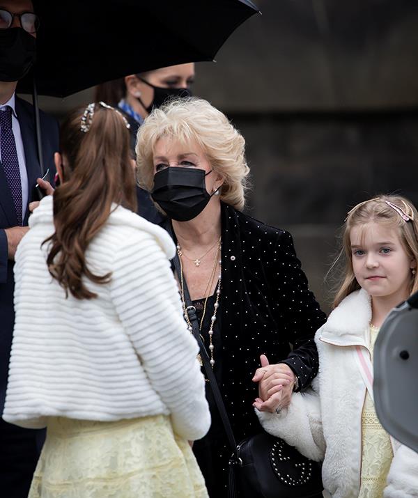 Patti and her grandkids were seen outside St Patrick's Cathedral after the funeral.