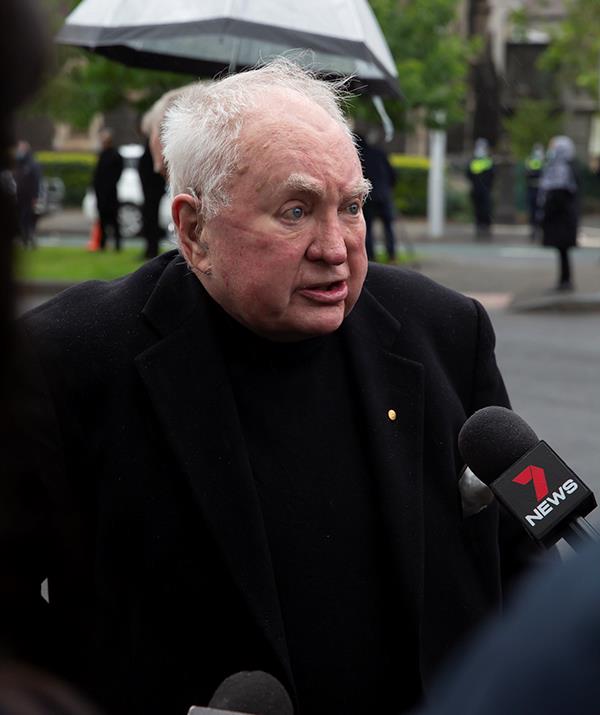 Writer and Melbourne radio commentator John-Michael Howson chatted to the media outside after the service concluded.