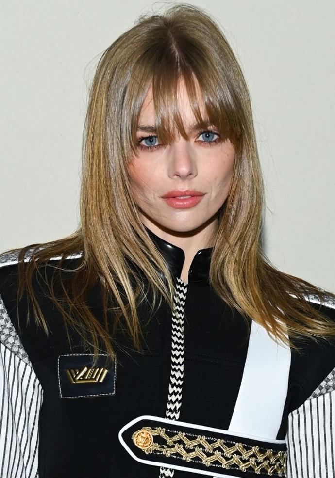 A fringe! For Paris Fashion Week in 2021, Samara threw away her style rules to rock this long fringe and a bronde hue.