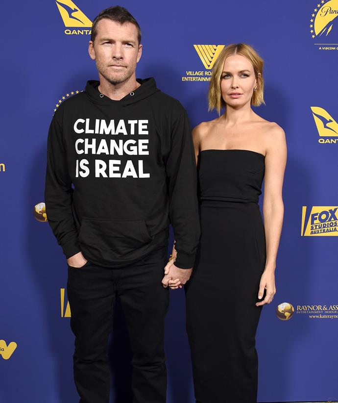 "I've always been a happy girl but I guess I'm a mother and a wife and I have a beautiful little sanctuary I would call it," Lara previously said of her life with Sam and their three boys.
<br><br>
Here the couple are pictured at the 7th Annual Australians In Film Awards in October 2018.