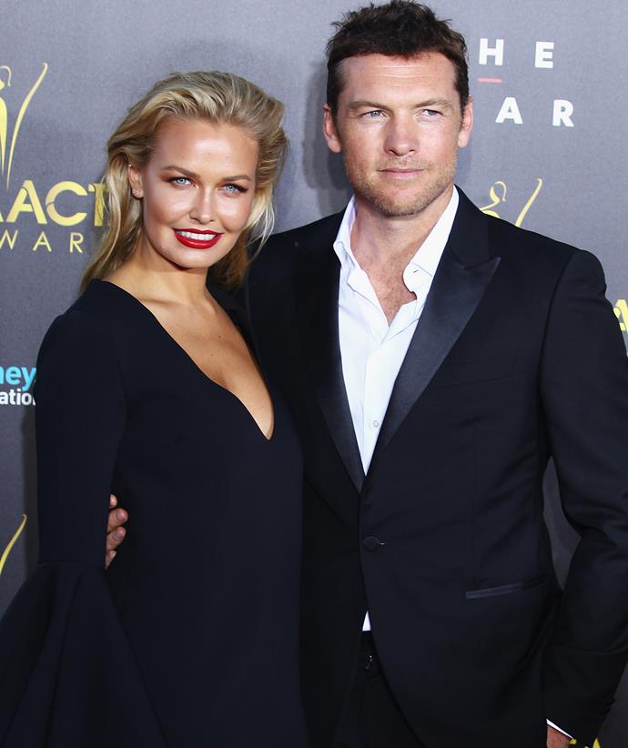 [Lara and Sam](https://www.nowtolove.com.au/celebrity/celeb-news/lara-bingle-and-sam-worthingtons-whirlwind-romance-5177|target="_blank") tied the knot in a top secret ceremony in December 2014. At the time, Lara was around six months pregnant with their first child, Rocket, and wore a white Louis Vuitton gown.
<br><br>
"I said, 'Mum, I'm going to get married'. And she was like, 'What? You've just met this guy'," Lara previously revealed.
<br><br>
"It normally takes a long time for me to trust, but we did [get married]."
<br><br>
Here they are pictured at the AACTA Awards in 2014.