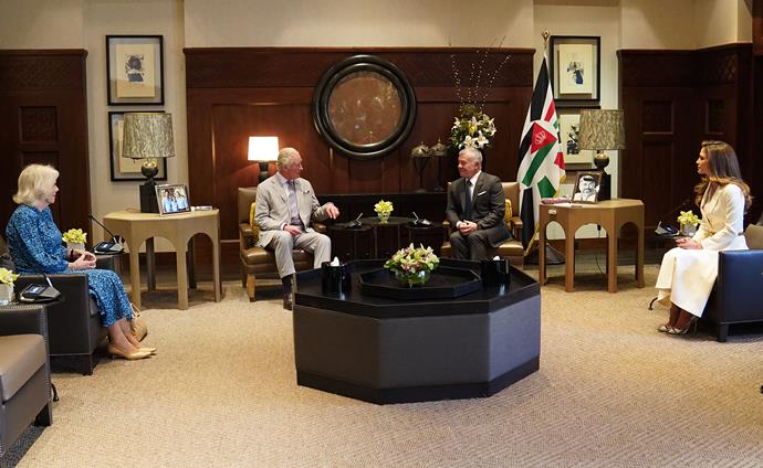 The two royal couples also came together for a more official royal meeting, where it's understood Charles spoke to the Jordanian couple about climate change, a cause he's passionate about.