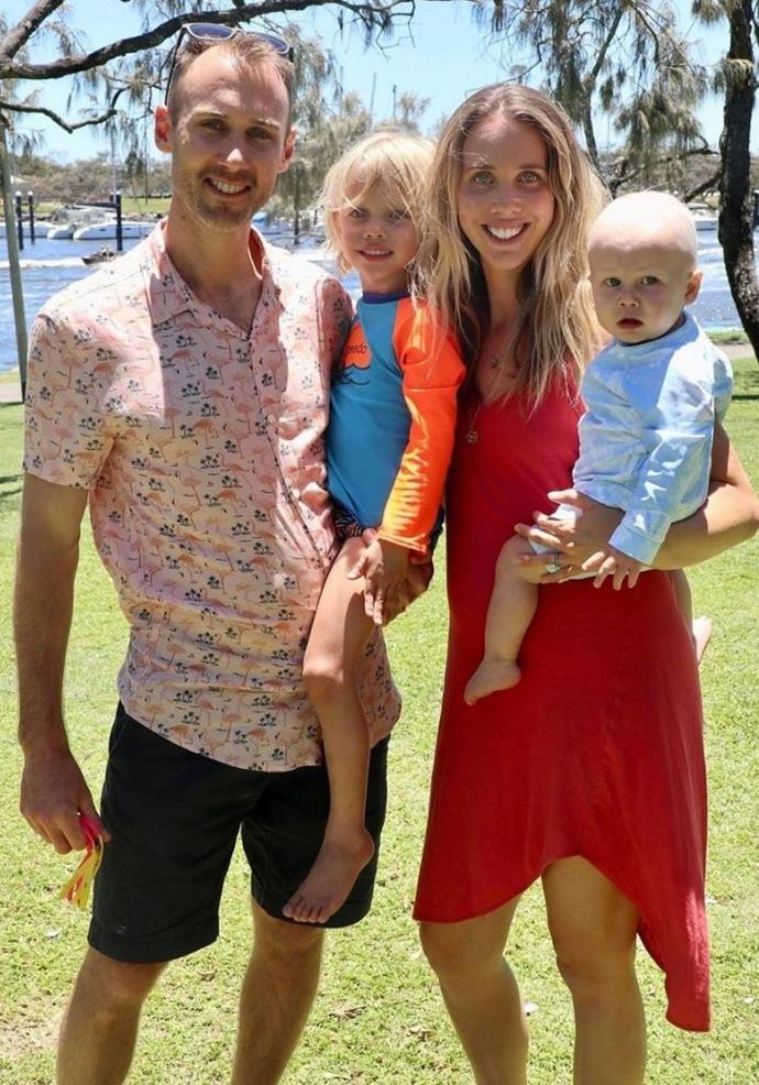 Morgan with her husband and two boys, Flynn and Taj.