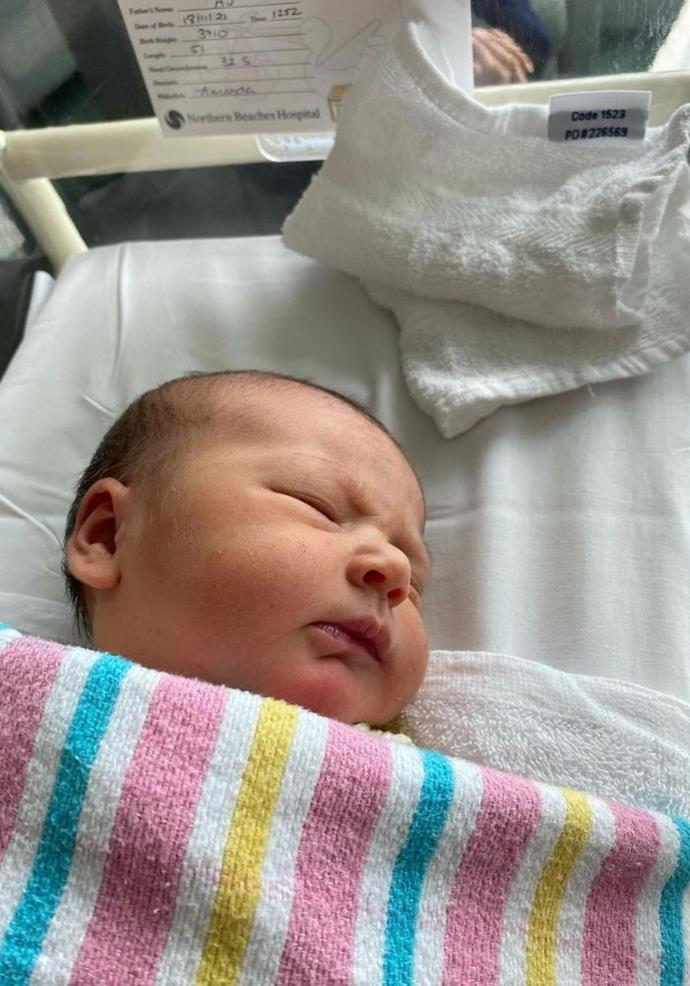Kochie introduced granddaughter Catalina to his followers via a close-up shot of the sleeping bub.