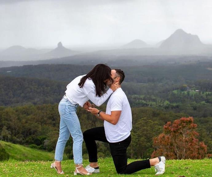 **Sasha Mielczarek and Carly Cottam - engaged** 
<br><br>
Sam Frost's ex and former *Bachelorette* contestant, Sasha, proposed to his fiancée with a gorgeous backdrop.
<br><br>
"She said 'You'll do!' I'm claiming it as a yes ☺️ Cheers to the most beautiful, kind and caring person I know. My best mate," he captioned his post.