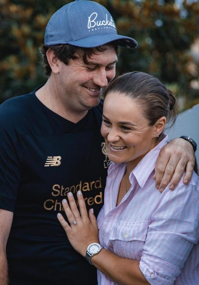 **Ash Barty and Garry Kissick - engaged**  
<br><br>
The World Number One said yes to her partner Garry Kissick, and she [confirmed the news in an Instagram post.](https://www.nowtolove.com.au/celebrity/celeb-news/ash-barty-engaged-garry-kissick-70067|target="_blank") 
<br><br>
"Future husband," she gushed.