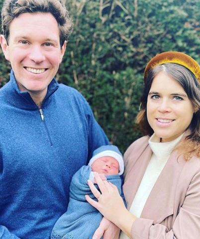 **Princess Eugenie and Jack Brooksbank's son August Philip Hawke Brooksbank**
<br><br>
Princess Eugenie and her husband Jack Brooksbank were thrilled to welcome their first baby, a son named August, in February. 
<br><br>
August falls in 11th place in line to the throne, bumping the Queen's youngest son Prince Edward down the pecking order one slot.