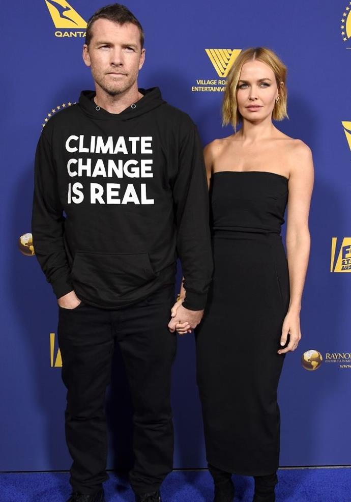 **Lara and Sam Worthington: 10 year age gap** 
<br><br>
Australia's darlings met in 2013 by chance at a festival in New York City, and they clearly knew it was love because, in 2014, they wed in a secret ceremony while Lara was six months pregnant with their son Rocket. The model spoke about her mum's reaction to her speedy wedding, "I said, 'Mum, I'm going to get married'. And she was like, 'What? You've just met this guy', It normally takes a long time for me to trust, but we did [get married]."