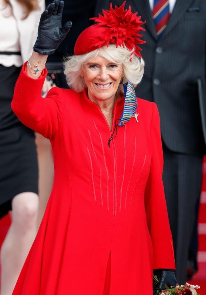 Camilla, Duchess of Cornwall also dabbled in rouge when she wore this vibrant red outfit and eccentric hat for the opening ceremony of The Senedd In Cardiff.