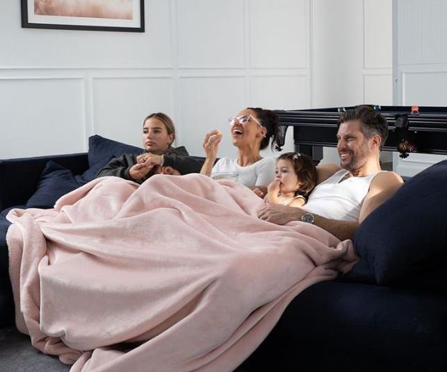 Celebs - they're just like us! The Wood brood enjoyed a movie night during lockdown.