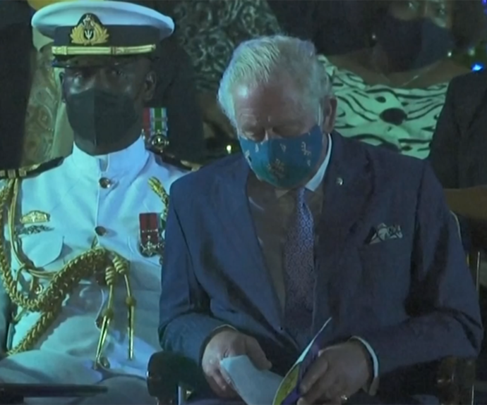 Prince Charles appeared to nod off during the ceremony.