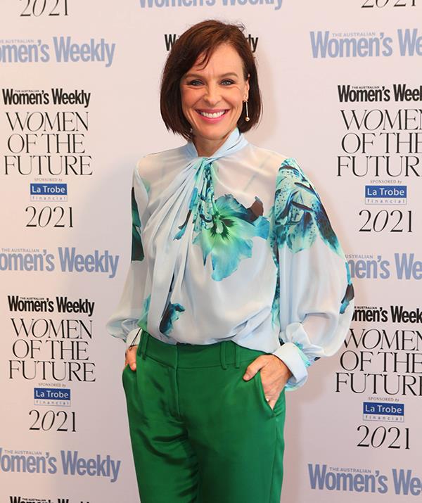 **Natarsha Belling**
<br><br>
The Channel 10 personality opted for a floral blouse and green trousers for the ninth annual Women of the Future Awards.
